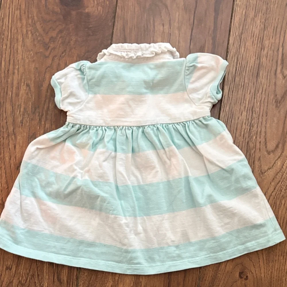 Ralph Lauren Mint and White Striped Baby Dress Set